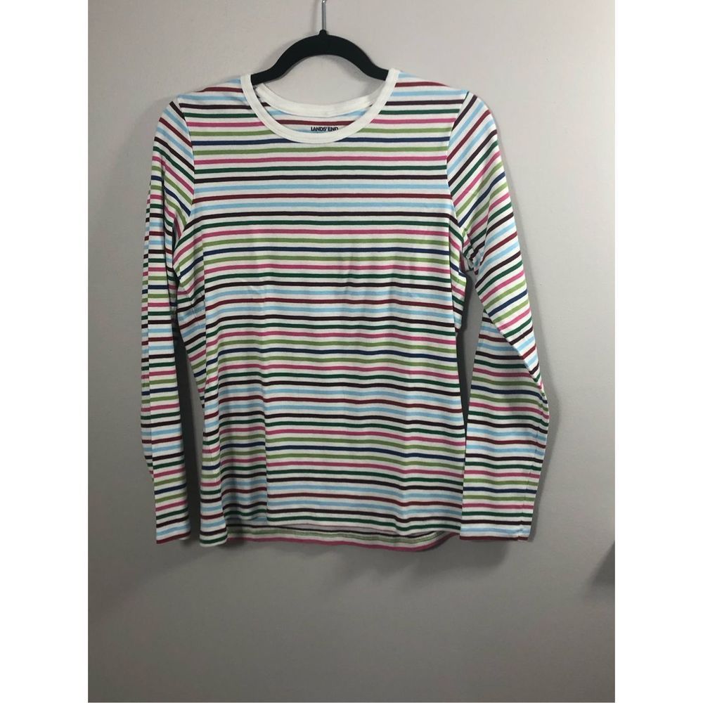 860bb Lands End Rainbow Striped Shirt size XL
